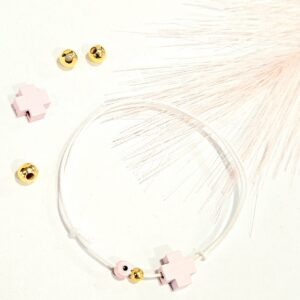 Μαρτυρικό Βραχιόλι με Χάντρες & Ροζ Σταυρό – Χειροποίητο Σετ 50 τμχ