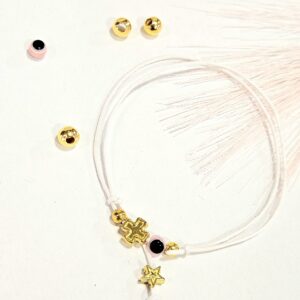 Μαρτυρικό Βραχιόλι Επιχρυσωμένο Αστέρι με Ροζ Ματάκι – Χειροποίητο Σετ 50 τμχ