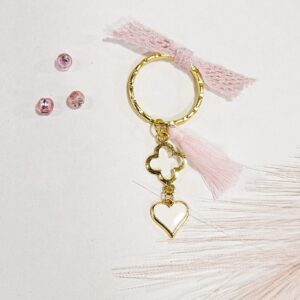 Μαρτυρικό Μπρελόκ Επιχρυσωμένο με Λευκή Καρδιά – Χειροποίητο Σετ 50 τμχ