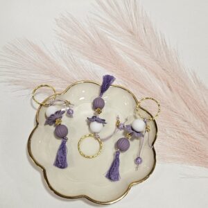 Μαρτυρικό Μπρελόκ Μοβ Λουλούδι Επιχρυσωμένο – Χειροποίητο Σετ 50 τμχ