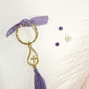 Μαρτυρικό Μπρελόκ Μοβ Επιχρυσωμένο – Χειροποίητο Σετ 50 τμχ