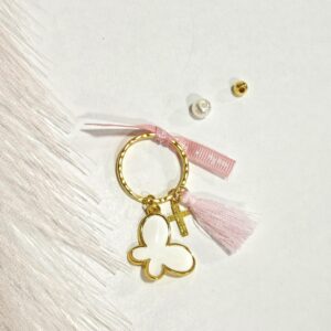 Μαρτυρικό Μπρελόκ Επιχρυσωμένο Λευκή Πεταλούδα – Χειροποίητο Σετ 50 τμχ