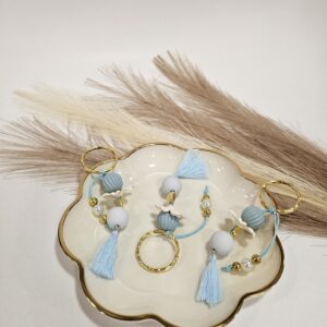 Μαρτυρικό Μπρελόκ Γαλάζιο Λουλούδι Επιχρυσωμένο – Χειροποίητο Σετ 50 τμχ