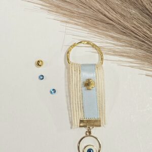 Μαρτυρικό Μπρελόκ Ματάκι Γαλάζιο Επιχρυσωμένο – Χειροποίητο Σετ 50 τμχ