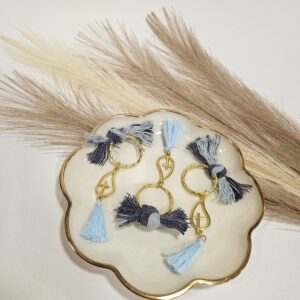 Μαρτυρικό Μπρελόκ Επιχρυσωμένο με Μπλε Φιόγκο – Χειροποίητο Σετ 50 τμχ