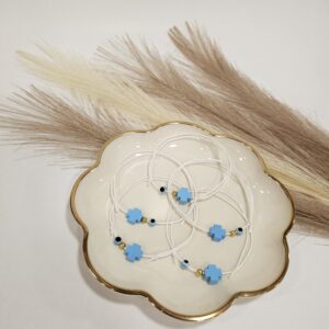 Μαρτυρικό Βραχιόλι με Χάντρες & Γαλάζιο Σταυρό – Χειροποίητο Σετ 50 τμχ