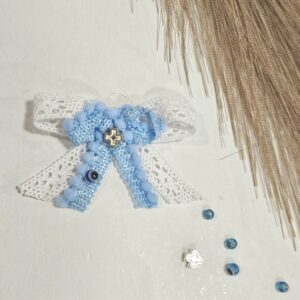 Μαρτυρικό Πέτου Λευκός & Γαλάζιος Φιόγκος – Χειροποίητο Σετ 50 τμχ