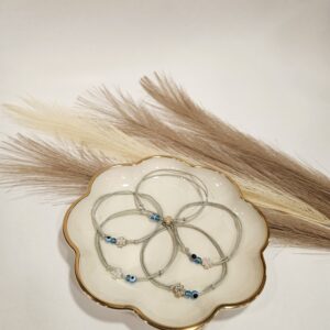 Μαρτυρικό Βραχιόλι Ματάκι & Ασημένιος Σταυρός – Χειροποίητο Σετ 50 τμχ