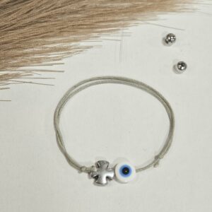 Μαρτυρικό Γκρι Βραχιολι Ματάκι - Χειροποίητο Σετ 50 τμχ