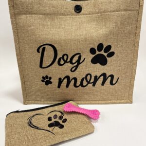 Dog mom, Τσάντα από Λινάτσα με κουμπί