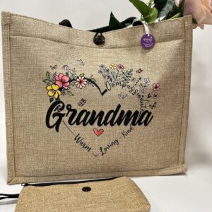 Grandma, Τσάντα από Λινάτσα με κουμπί