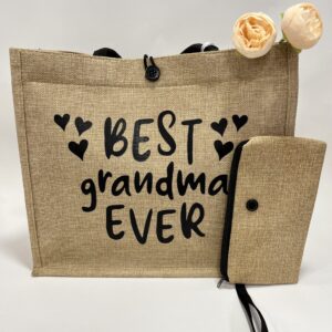 Best Grandma Ever, Τσάντα από Λινάτσα με κουμπί
