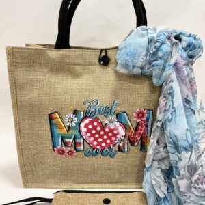 Best Mom Ever, Τσάντα από Λινάτσα με κουμπί