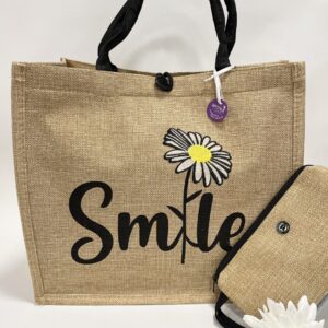Smile, Τσάντα από Λινάτσα με κουμπί