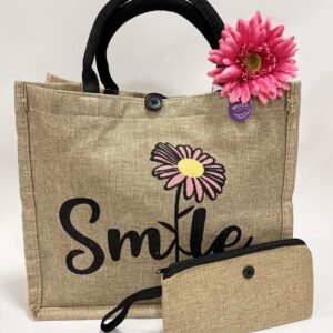 Smile ροζ, Τσάντα από Λινάτσα με κουμπί