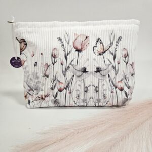 Νεσεσέρ Υφασμάτινο με Λουλούδια Γκρι & Ροζ