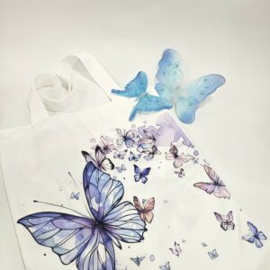 Tote bag με Tύπωμα Πεταλούδες, Υφασμάτινη