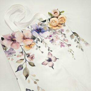 Tote bag με Tύπωμα Λουλούδια, Υφασμάτινη