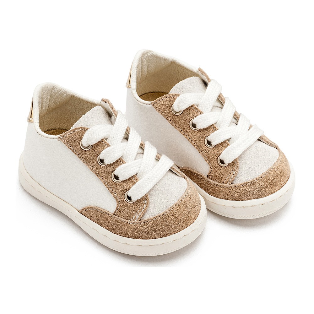 Babywalker Δίχρωμο δερμάτινο δετό sneaker