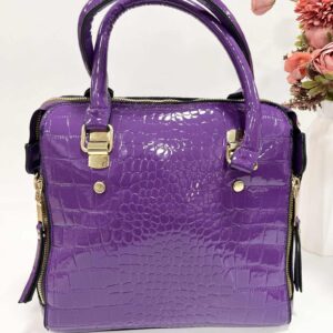 Δερμάτινη Τσάντα – Μωβ Χρώμα Κροκό