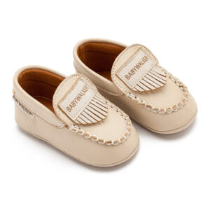 Babywalker Δερμάτινο loafer με ετικέτα κροσάκια και logo