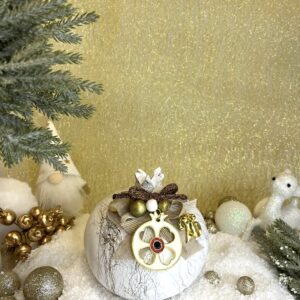 Χειροποιητο Κεραμικο Ροδι - Λευκό