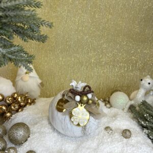 Χειροποιητο Κεραμικο Ροδι - Λευκό