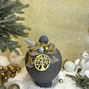 Χειροποίητος Κεραμικός Κουμπαράς - Γκρι