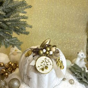 Κεραμική κολοκύθα γούρι - Λευκή