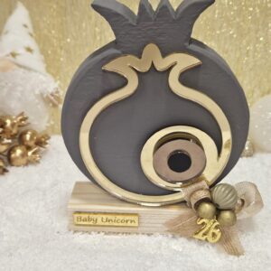 Ξύλινο γούρι ρόδι - Γκρι