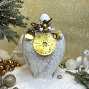 Χειροποίητος Κεραμικός Κουμπαράς - Λευκός