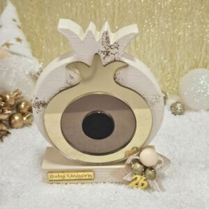 Ξύλινο γούρι ρόδι - Λευκό