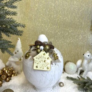 Χειροποίητος Κεραμικός Κουμπαράς - Λευκός