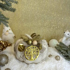 Κεραμική κολοκύθα γούρι - Εκρού