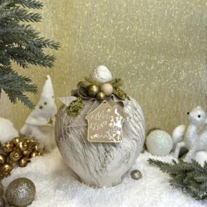 Χειροποίητος Κεραμικός Κουμπαράς - Εκρού